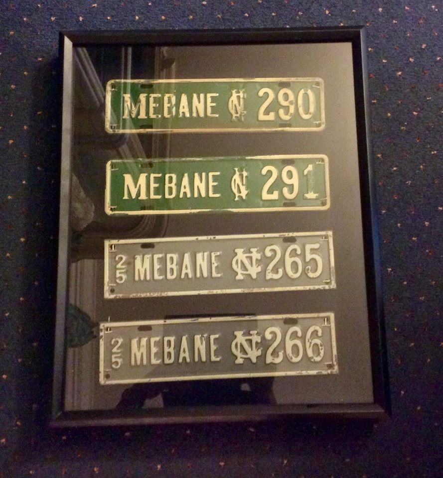 vintage mebane license place